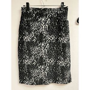 Gantos Womens Animal Print Knee Length Casual Pencil Skirt Black Gray Size 8